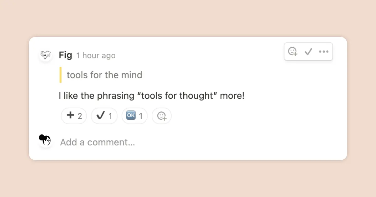 Comment reactions, progress bars & more